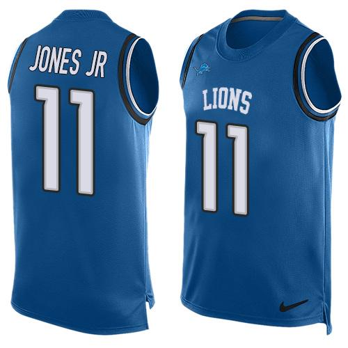 Nike Lions #11 Marvin Jones Jr Blue Team Color Men's Stitched NFL Limited Tank Top Jersey - Click Image to Close
